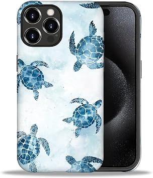 Compatible with iPhone 15 Pro Case 6.1 Inch Blue Turtle Pattern Shock and Scratch Resistant 360 Degree Protective Case for iPhone 15 Pro