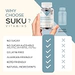 SUKU Vitamins Ashwagandha Gummy Supplement Sugar Free with Reishi and B12 | 2000MG , 60 Gummies | Stress Relief, Memory Support, Increase Energy & Sleep Aid With Energy Boosting Vitamin B12, Keto, Vegan gummy Vitamins (60 count)