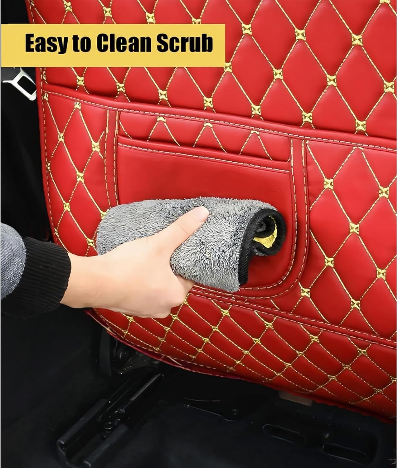 2-Pcs Car Seat Kick Protectors Back Seats for ​​Mercedes-Benz GLE 350 2023, Universal Leather Anti-Scratch Resistant Mats Waterproof Pad for SUV Minivan Truck, E/Beige