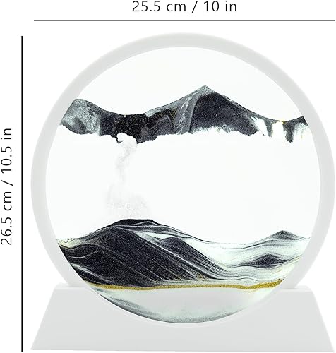 Miniatura 74 de Winthfure Arte de arena en movimiento, regalo de Navidad – Paisaje de arena de mar profundo 3D en marco de arena redonda de vidrio, juguetes de arte