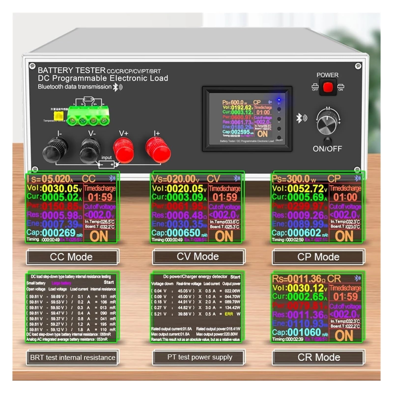 Probador de carga electrónica DLB-600W 200V 40A DC, herramientas programables de capacidad de temperatura de batería de coche de resolución de alta precisión