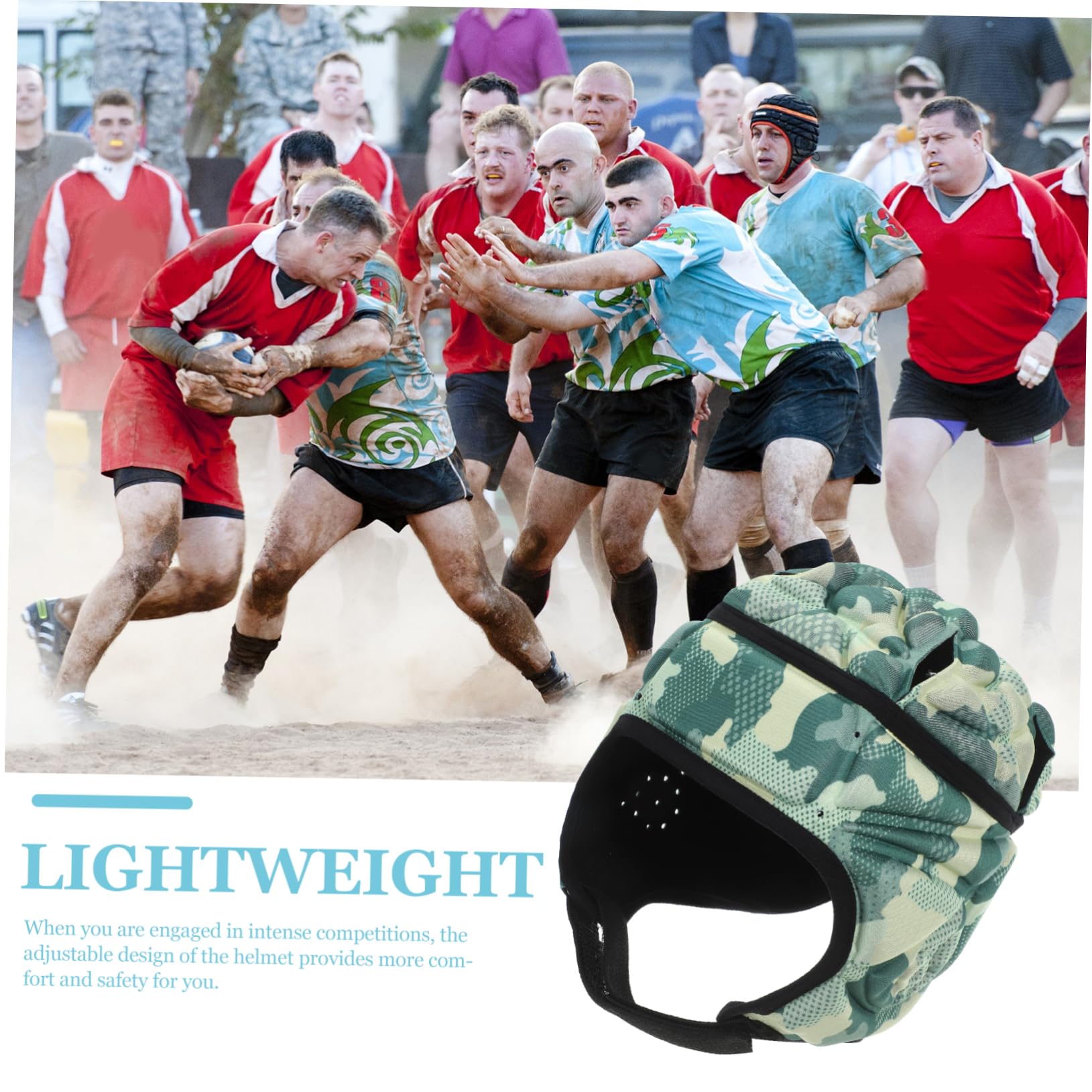 ibasenice Casco Protettivo per Sport All e Copricapo per Rugby Calcio e Attività Design Traspirante con Protezione per Orecchie per Adulti