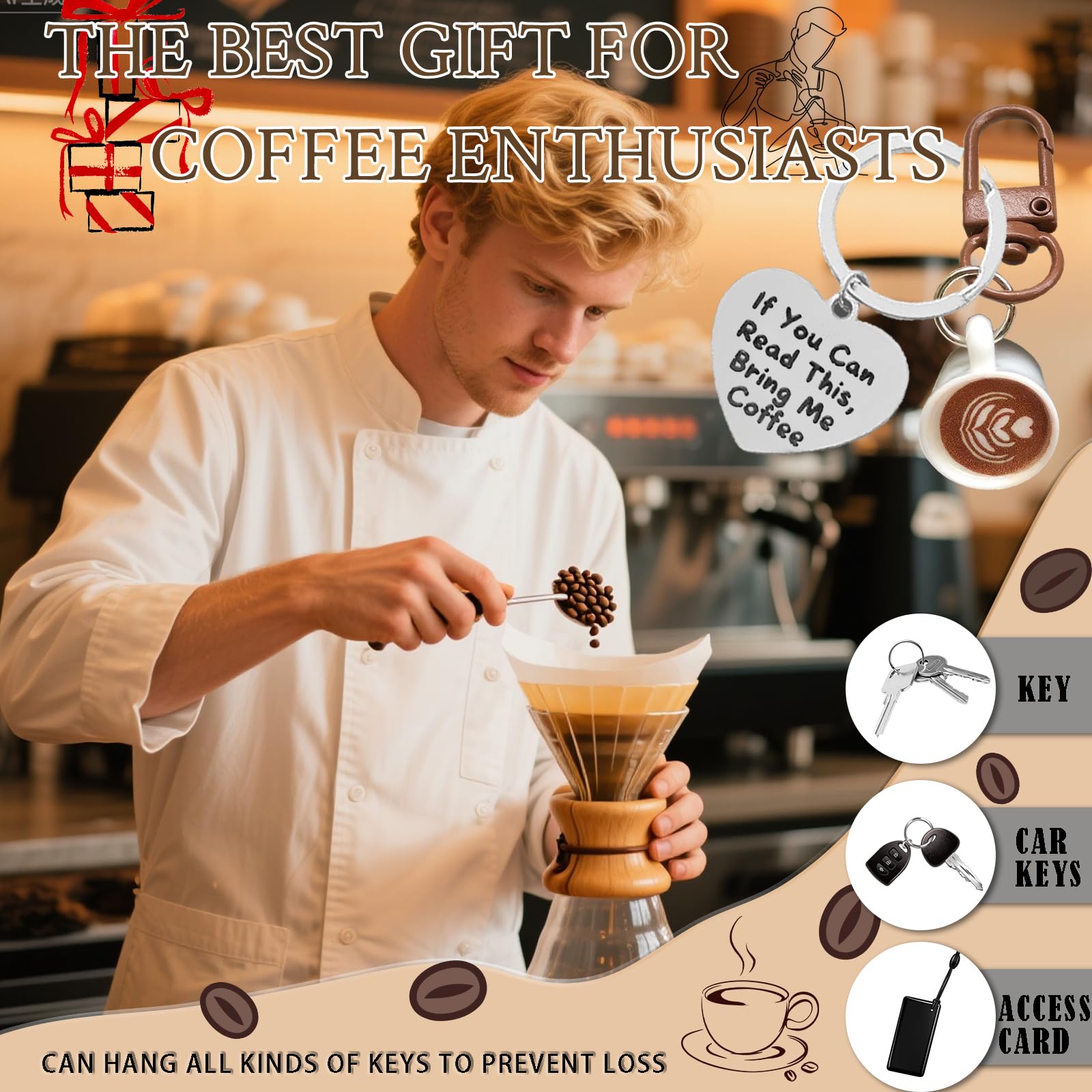 Coffee keychain takeaway bag charm is a great gift for family and friends who love coffee