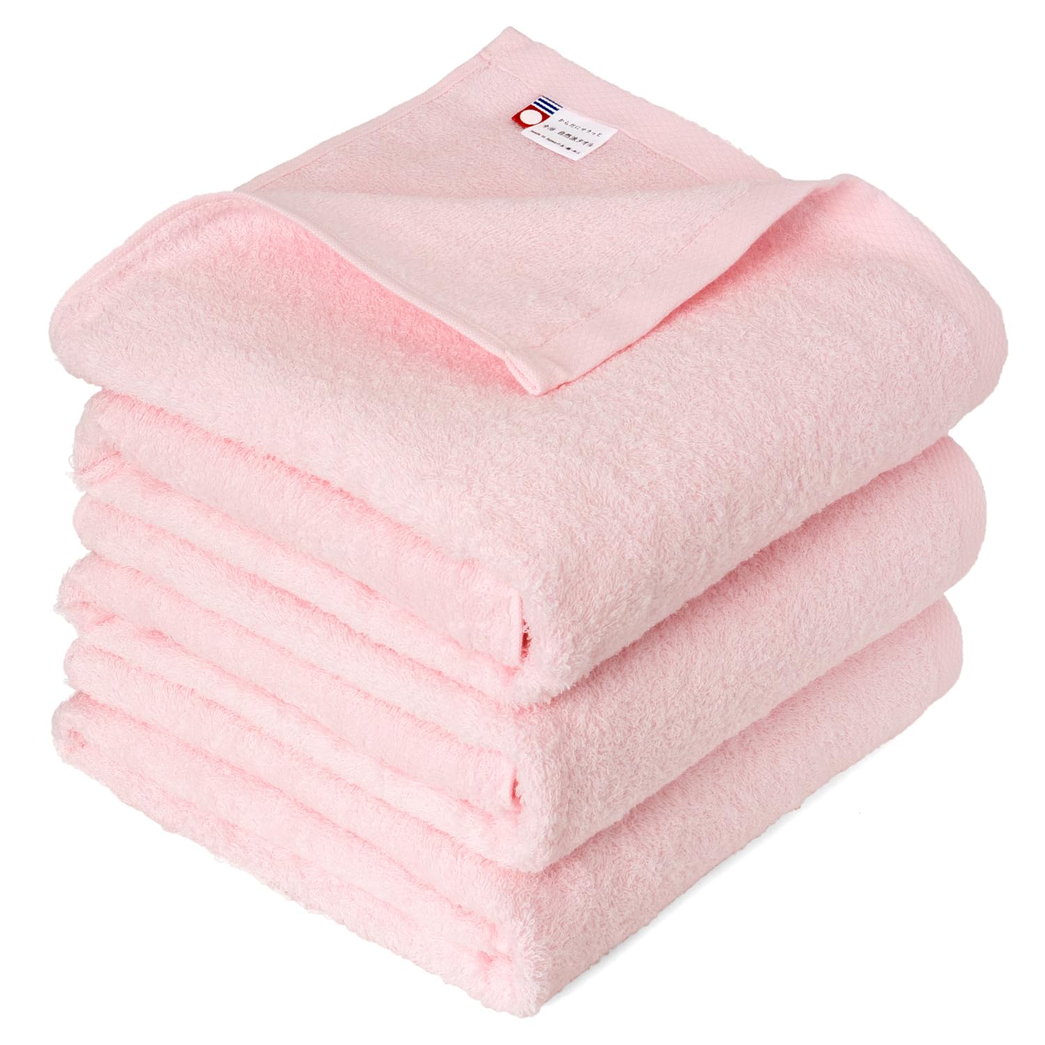 OruTa (oruTa) Imabari Towel Bath Towel 3-Piece Set Lightweight Quick Dry Space-Saving Made in Japan Natural Gym Bath Goods 25.6"x47.2" 100% Cotton Pink : Home & Kitchen
