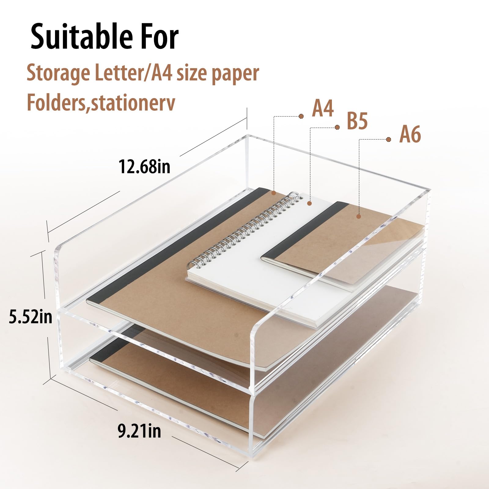 Confezione da 4 vassoi organizer in acrilico per documenti trasparenti, organizer da scrivania in acrilico e organizer per accessori, perfetto per documenti, iPad, lettere, documenti da ufficio A4