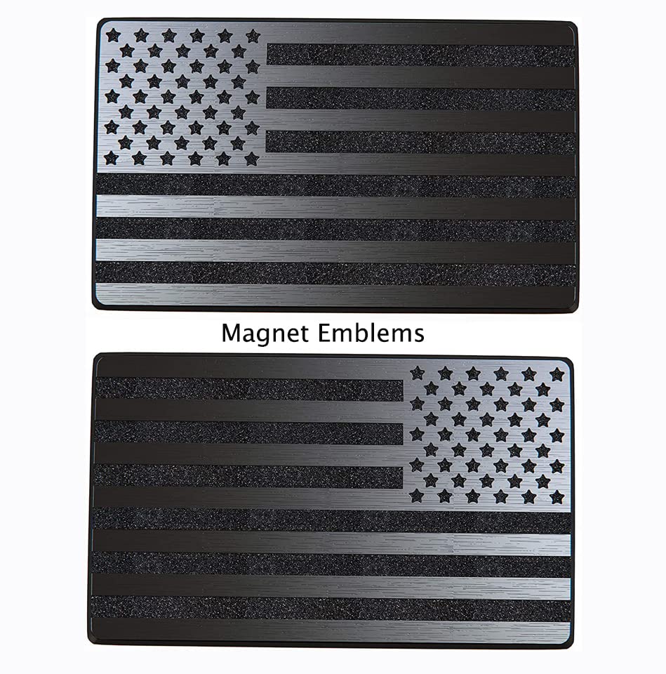 Image of Magnet American Black Flag Reflective Auto Decal for Cars Trucks, 2pcs Forward and Reverse Set (5 inchx3 inch, Black)