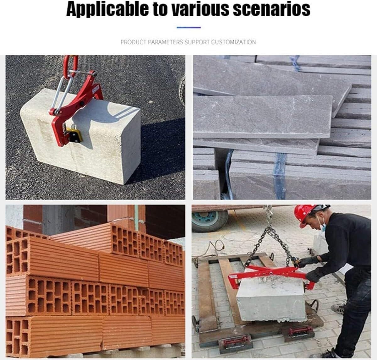 Morsetto di Sollevamento per Granito, Morsetto Verticale per Sollevamento Pietre con Ganasce Regolabili, azionato a Catena, per la movimentazione e Il Sollevamento di Las