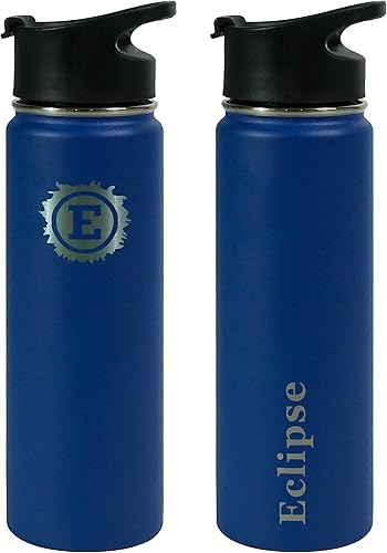 Miniatura 2 de Eclipse Botella de agua deportiva  3 tapas  Tapa con popote, tapa abatible y tapa para beber con asa, aislamiento de acero inoxidable a prueba de