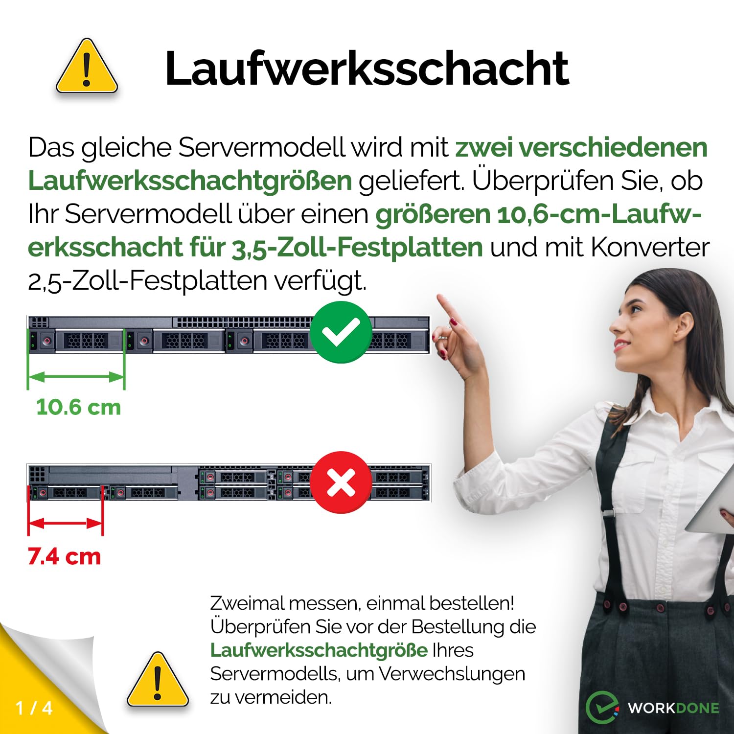 WORKDONE 3,5-Zoll Drive Caddy mit 2,5-Zoll HDD-Konverter – Kompatibel mit PowerEdge Server-Gehäusen und Festplattenrahmen der 14.–16. Generation: T360, R360, T560, R660, R340, R440, R540, R640, R740
