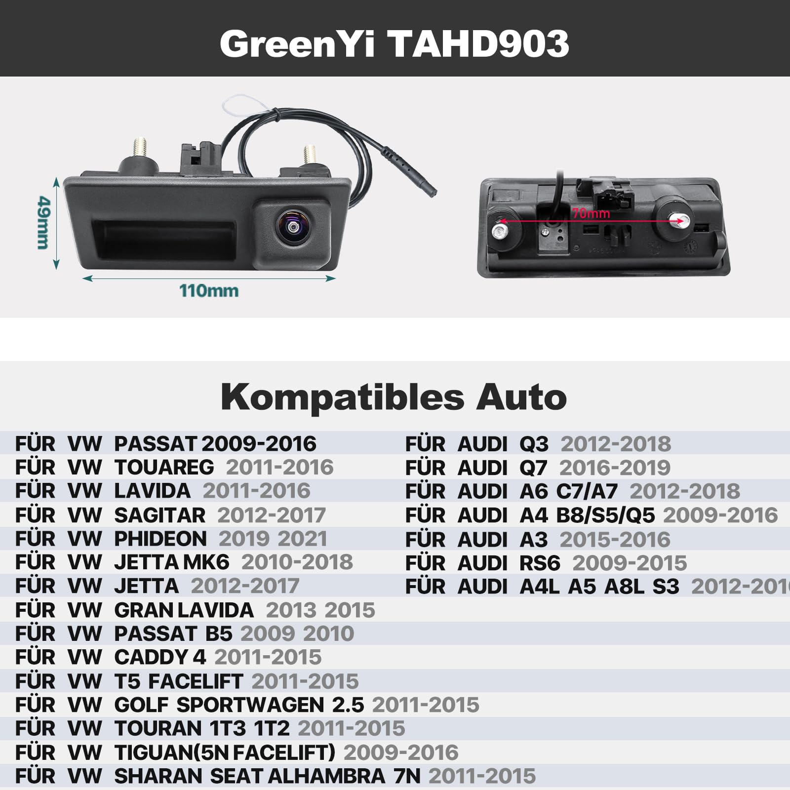 AHD 1080P 170° auto achteruitrijcamera voor Audi A3 A4 B8 B9 A4L VW Tiguan Touran L Touareg Skoda Octavia A7 Rapid Yeti (AHD-Dynamic