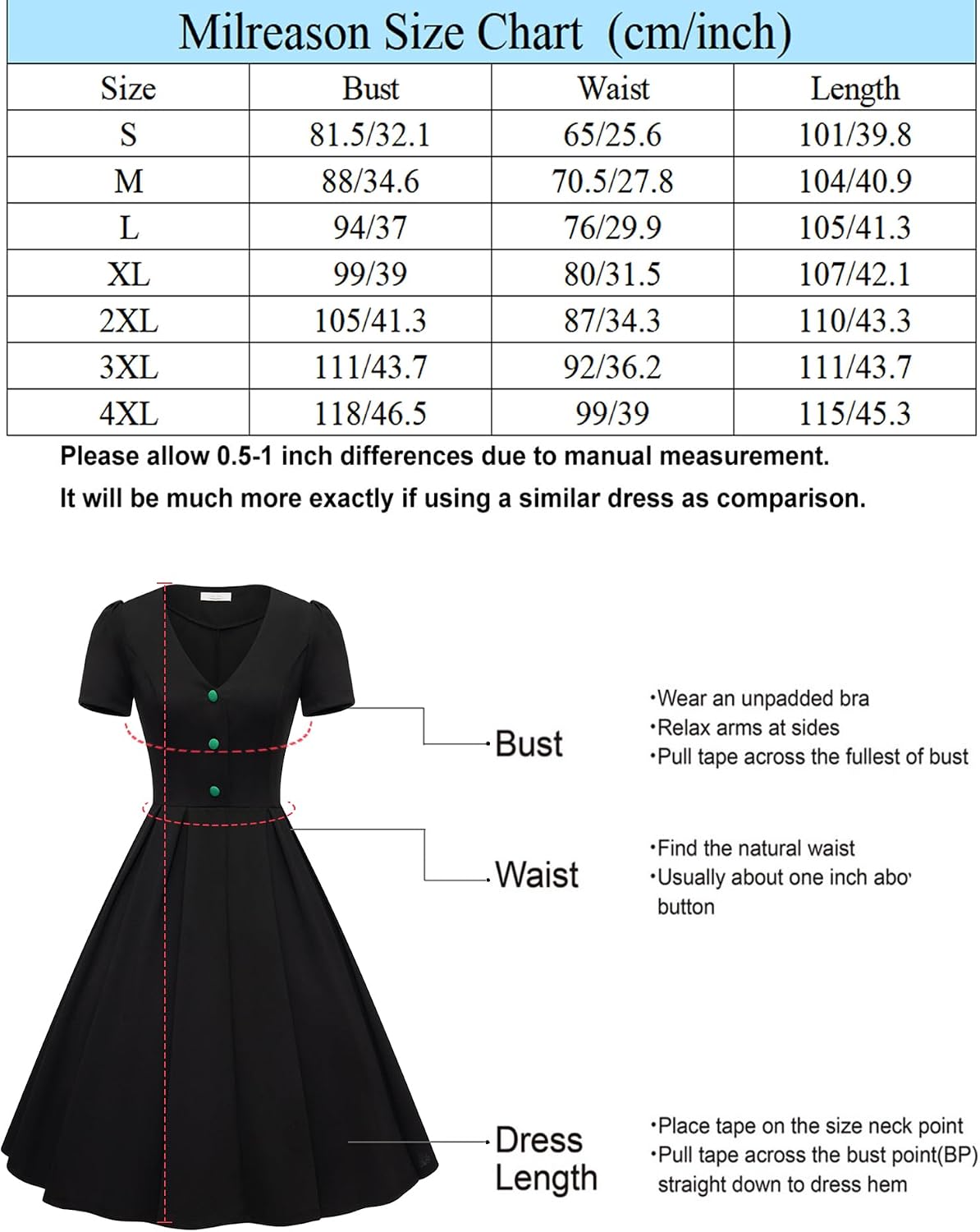 Women’s Cocktail Party Dress with Pockets Casual Swing Dress Button Up V-Neck 1950s Dresses for Women Vintage