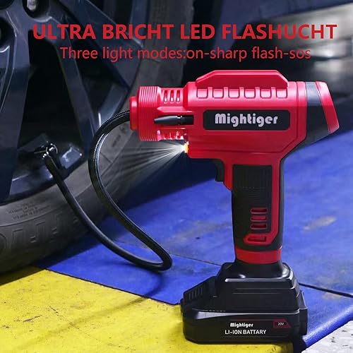 Miniatura 4 de Inflador de neumáticos de 20 V, mini compresor de aire inalámbrico DC 12 V, bomba de aire portátil para automóvil, 150 PSI con batería recargable,