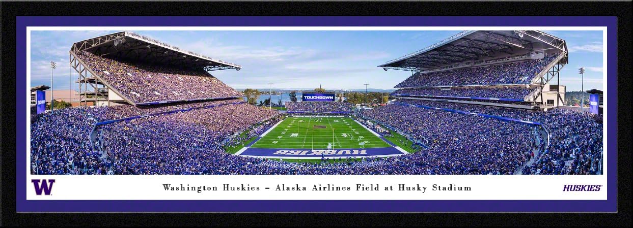 Washington Huskies Football, End Zone - Unframed Poster by Blakeway Panoramas (40"W x 13.5"H)
