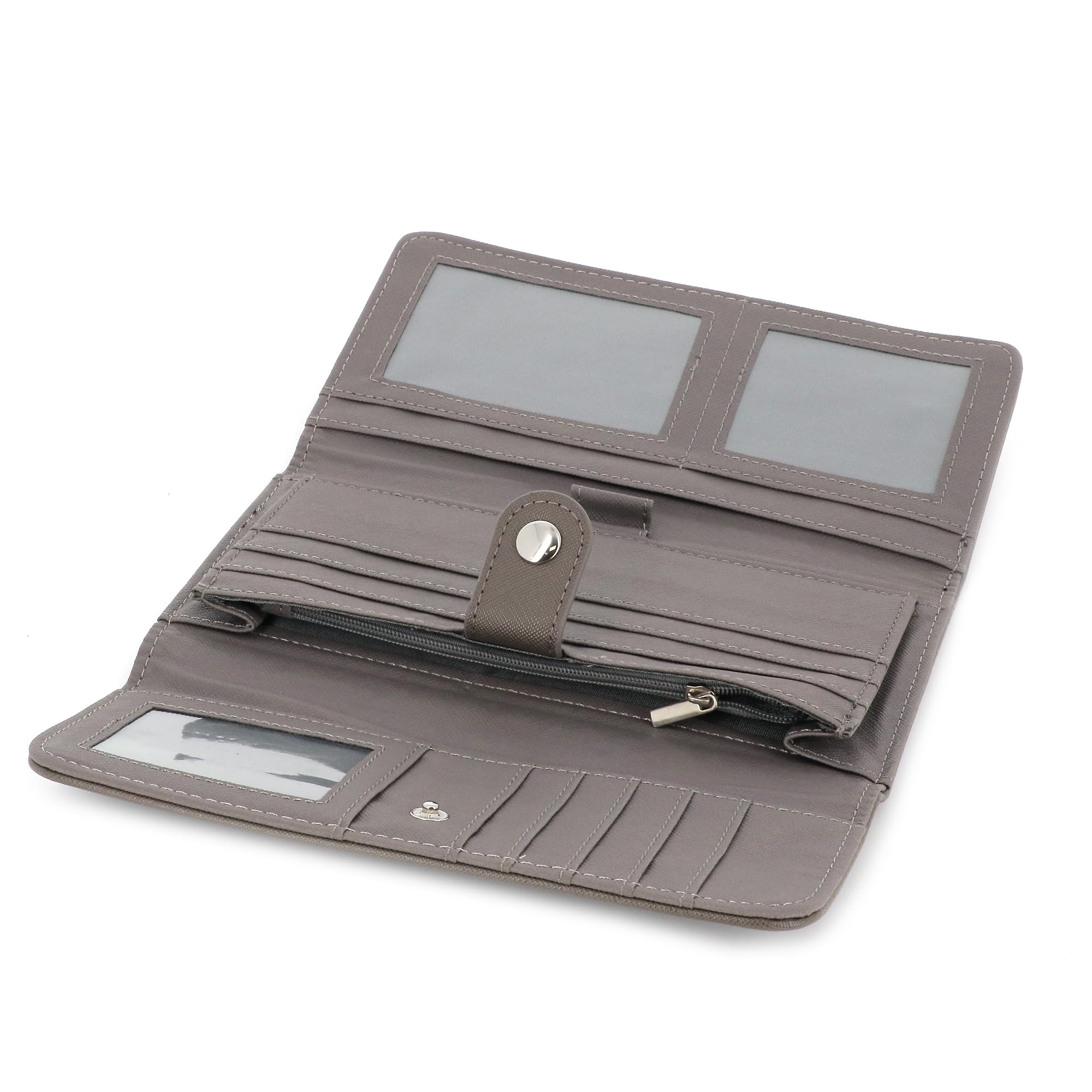 flora & co Portefeuille Femme Rabat Tout-en-Un - Porte-chéquier avec Porte-Cartes et Monnaie 3 en 1 - Compagnon Zippé 3 Volets Grande Capacité Fourre-Tout - Original Mode Tendance - Taupe Foncé