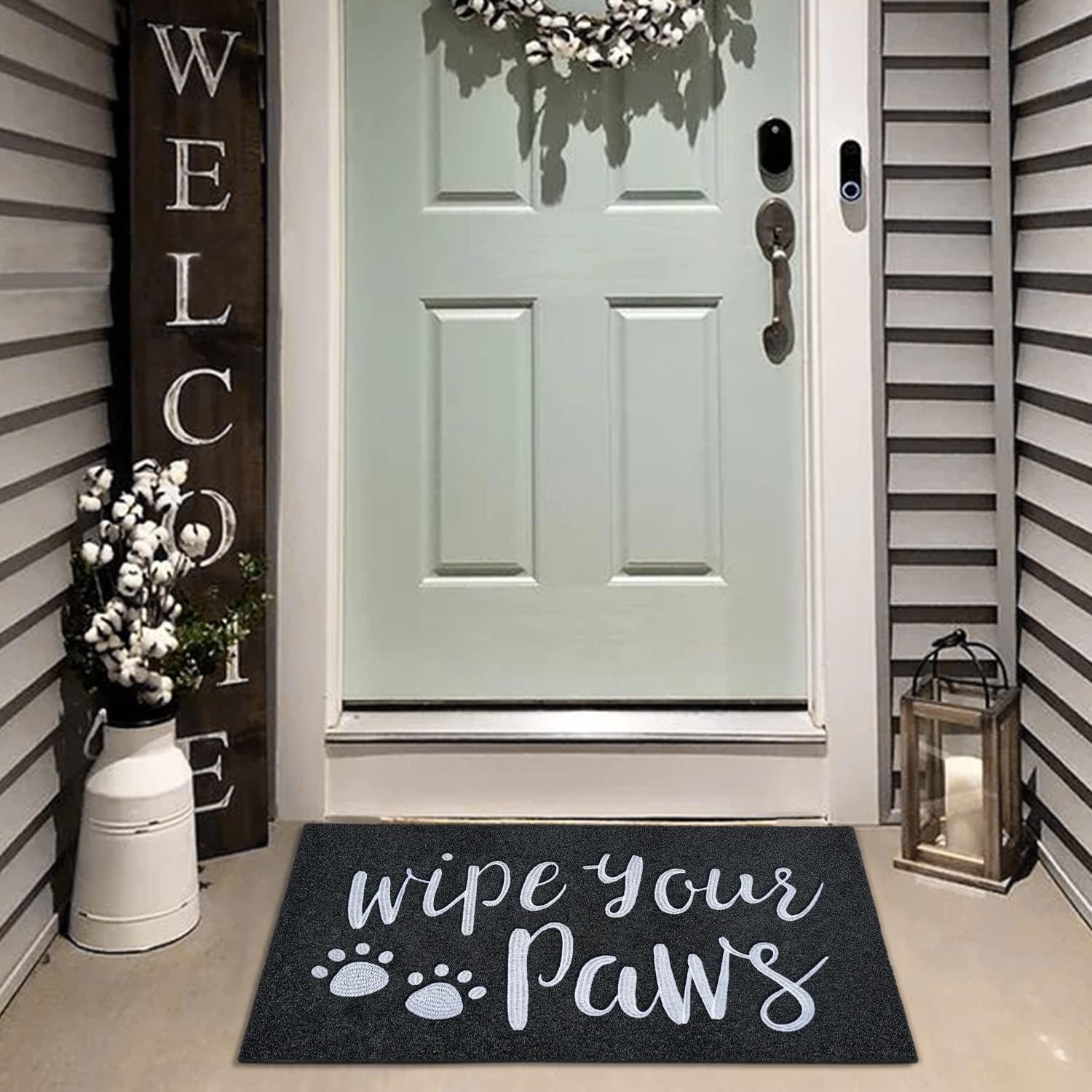 AAZZKANG Welcome Mat Large 36"x24" Funny Wipe Your Paws Doormat with Non Slip Rubber Backing Easy to Clean Dog Door Mat Indoor Front Door Entrance Black