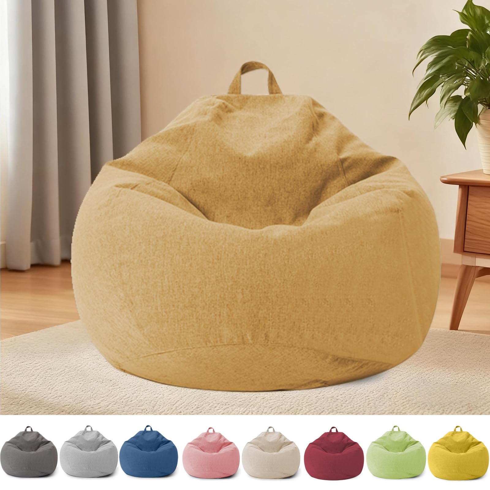 YushengTai Bean Bag Chair for Children and Adults, Bean Bag Cover Without Filling, with Zipper, for Adults and Children, 100 x 120 cm Bean Bag Chair for Bedroom, Office, Living Room, Terrace (Light