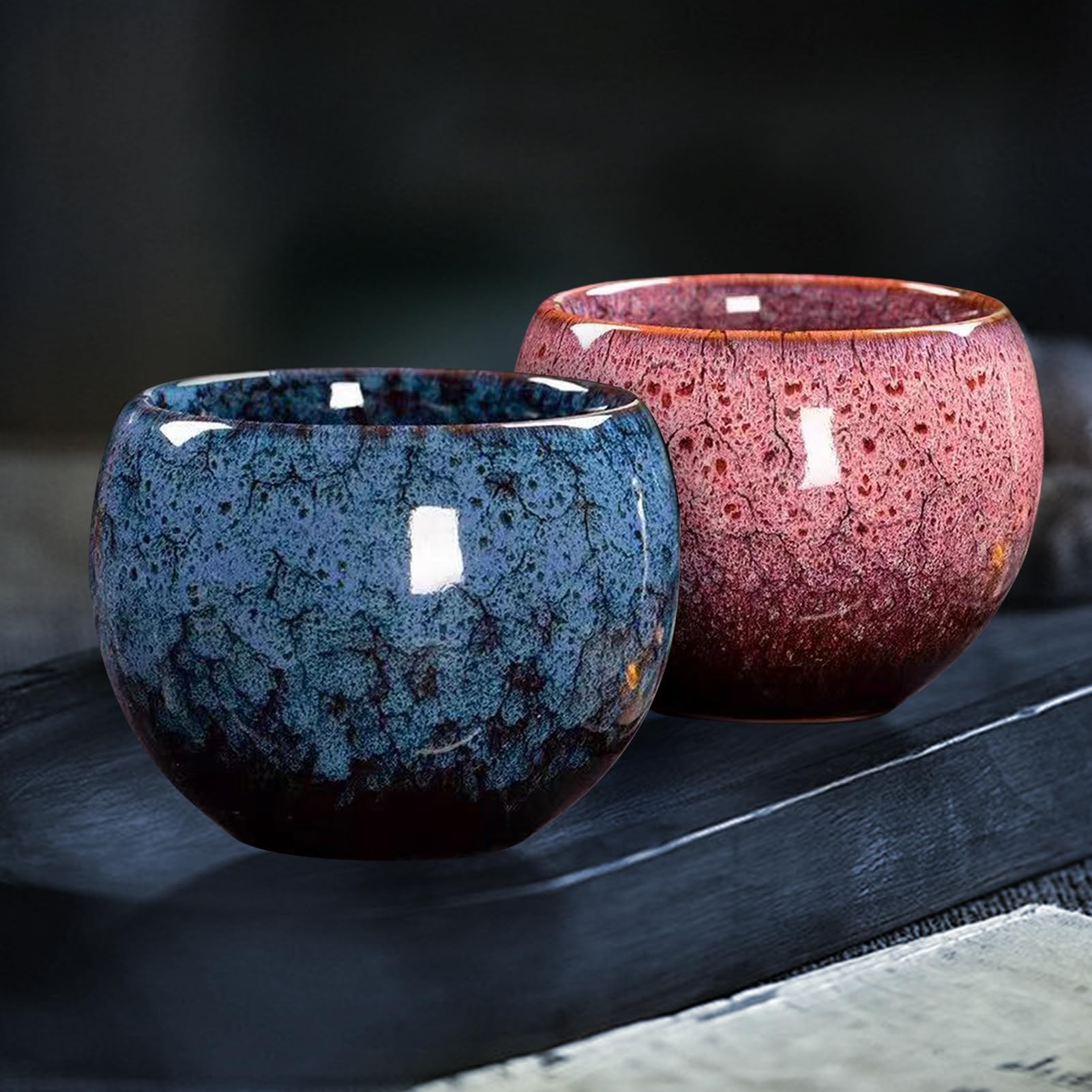 Amazon.co.jp: Vnmcry 抹茶茶碗 天目茶碗 曜変天目 手作り 湯呑み 