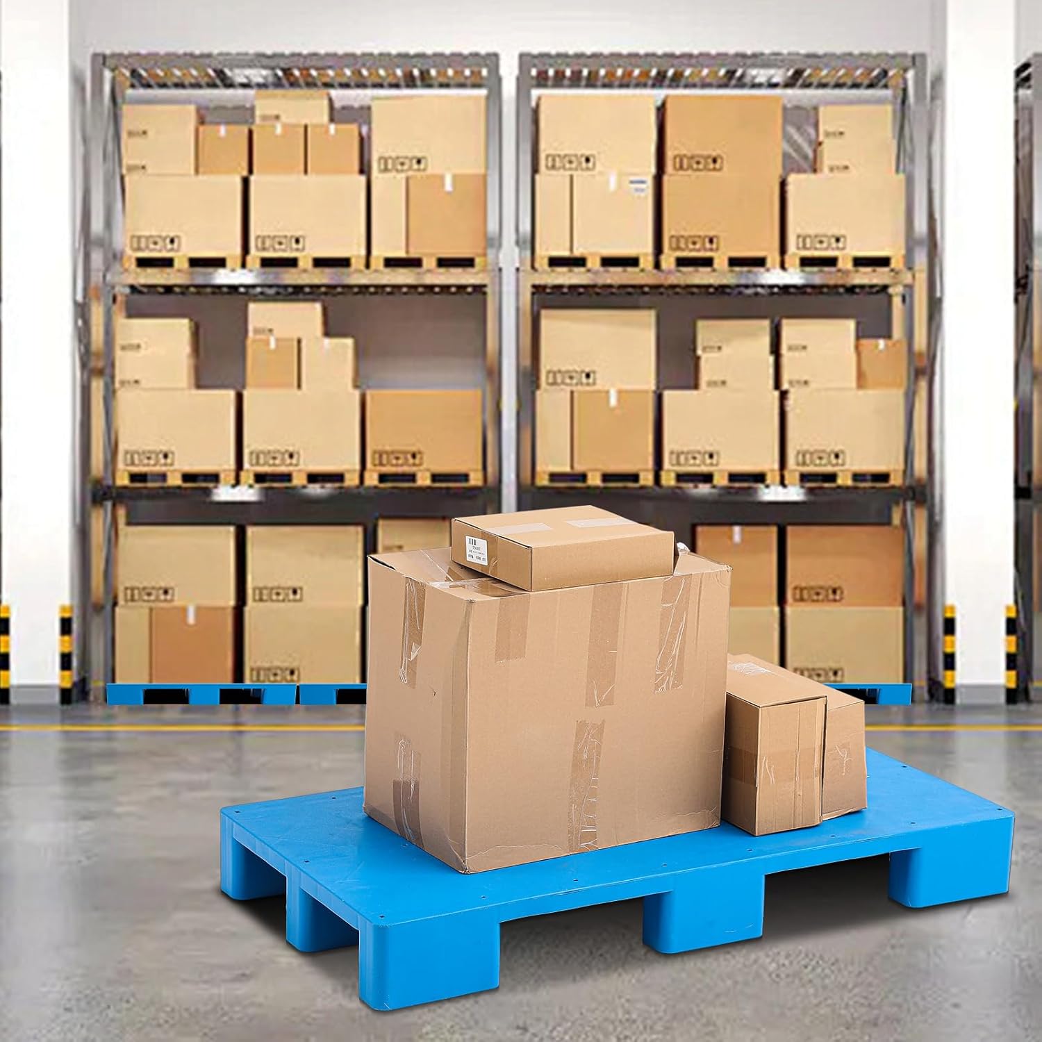 Plastic Pallets for Basement Storage Lightweight Floor Pallets Display Pallets for Outside Waterproof Storage Pad Lightweight Wear Resistant Basement Pallet for Floor (31.5 x 23.6 x 5.5 Inch)