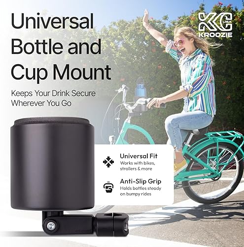 Miniatura 2 de Kroozie Soporte para botellas de bicicleta de lujo, universal, de acero inoxidable, para manillares, para barras verticales o en ángulo y bebidas de