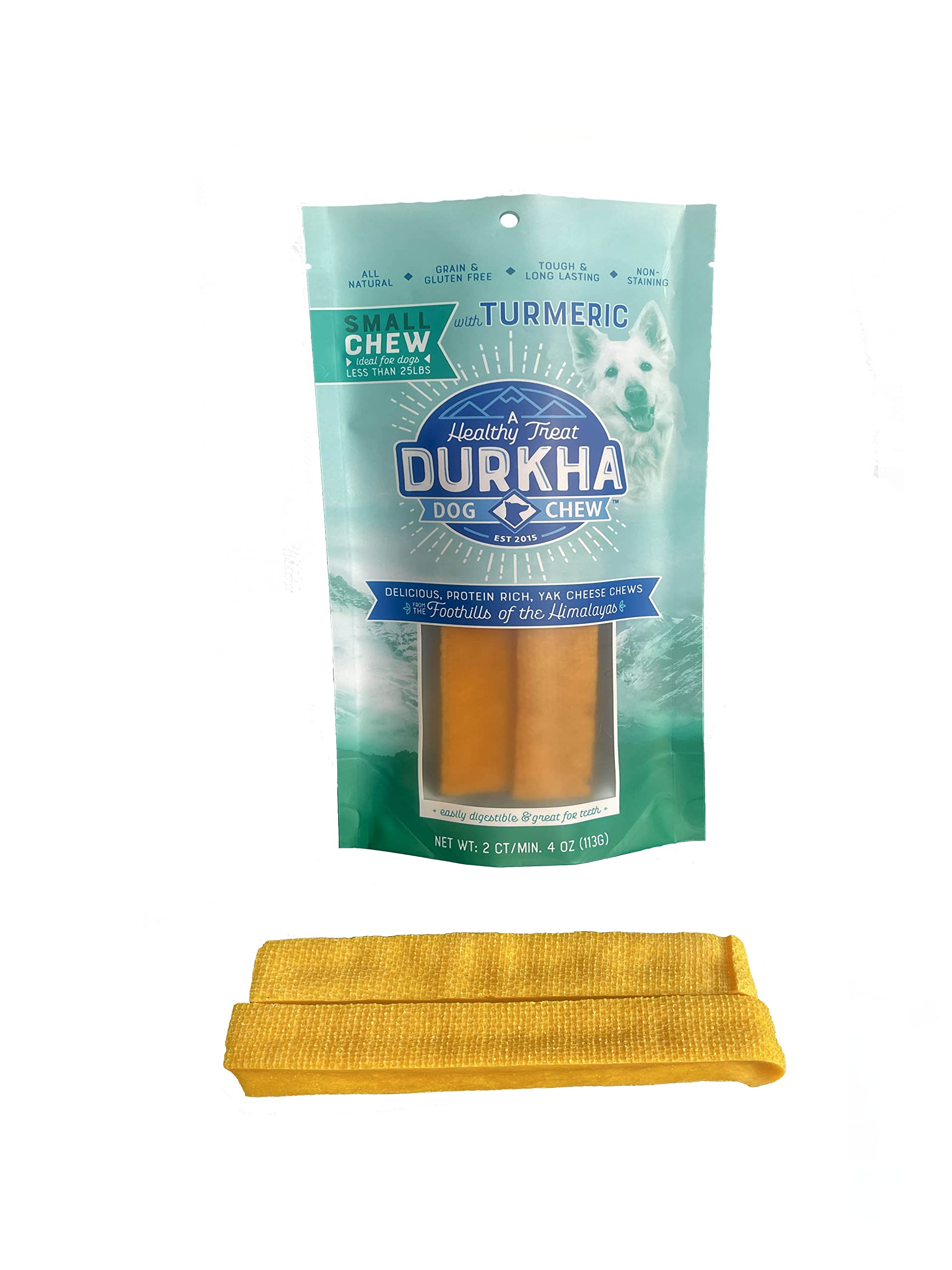 Durkha Himalayan Cheese Chews with Turmeric | Natural Long Lasting, Cheese Dog Treats| Great for Aggressive Chewers | Does Not Stain Carpets or