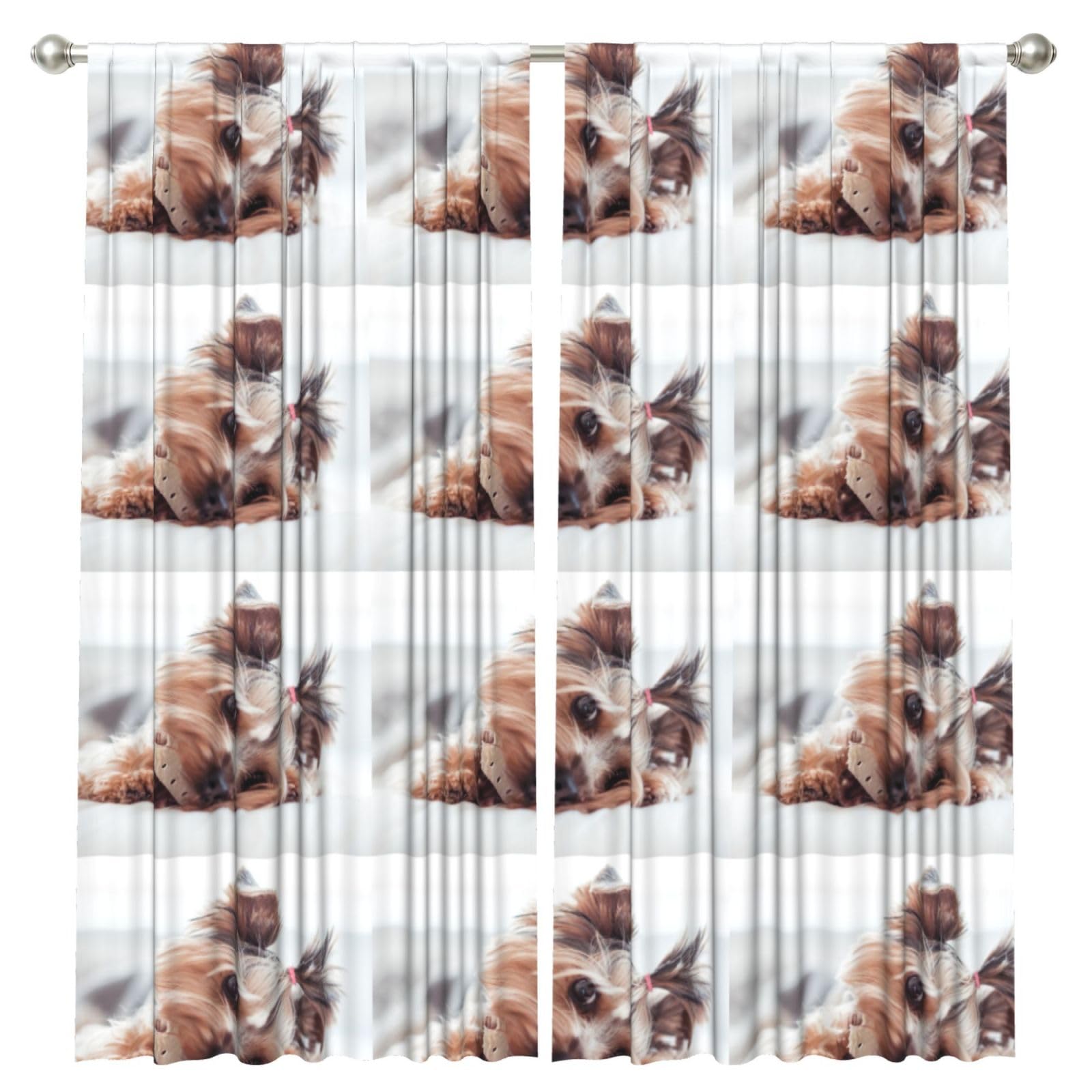 InOmak Yorkshire Terrier, 2 Panels Window Curtains 52 x 84 Inch Blackout Curtains for Living Room Bedroom