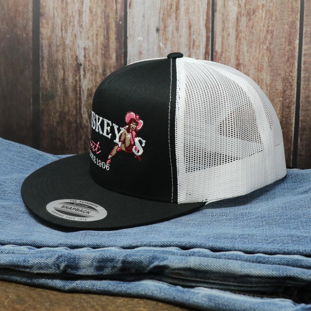 WHISKEY BENT HAT CO. - The 155 - Whiskey's Finest Adjustable Snapback Hat, Black/White