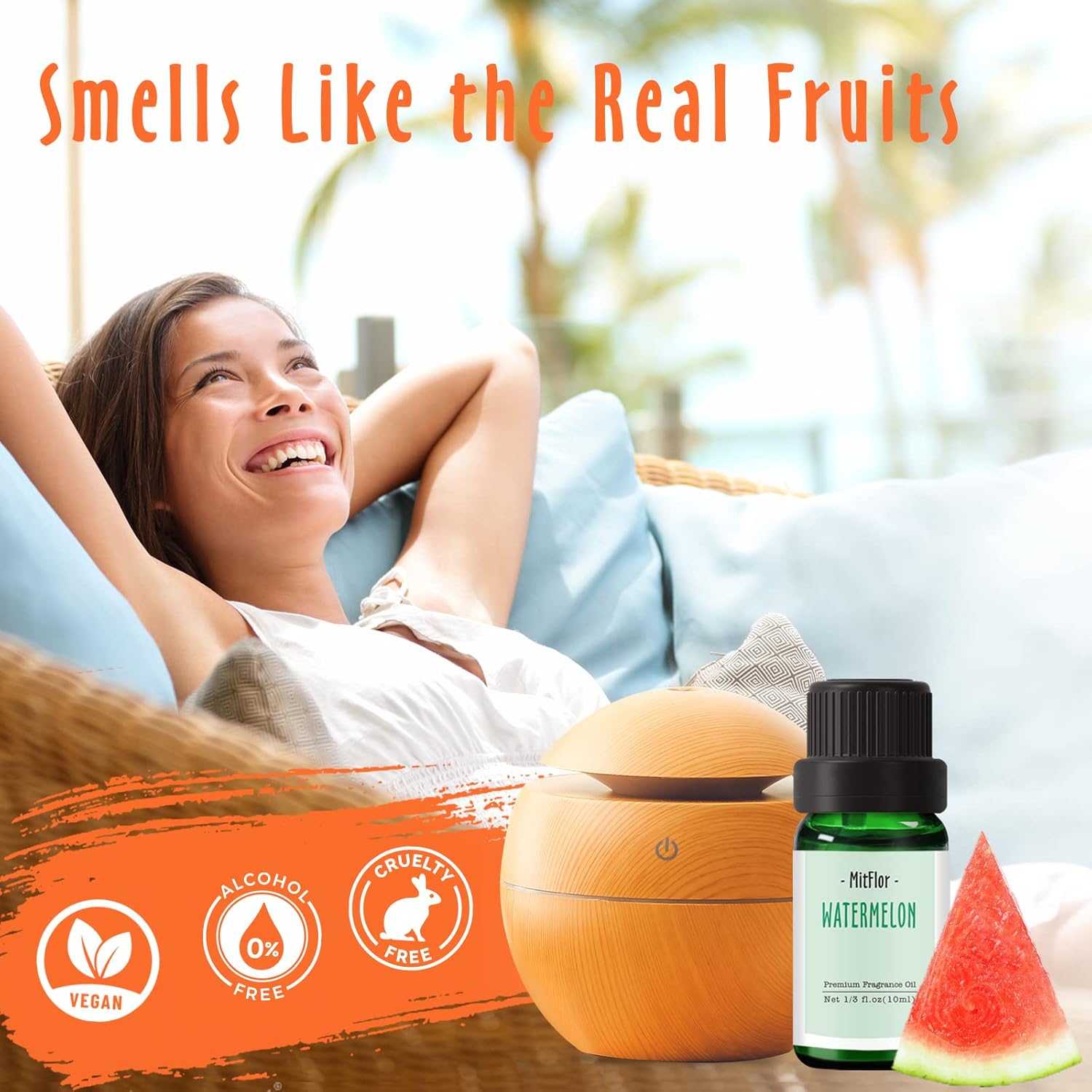 Fragrance Oil, MitFlor Fruit Essential Oils for Diffusers for Home, 6x10ml, Soap & Candle Making Scents, Summer Diffuser Oils, Peach, Cherry, Watermelon, Blueberry, Grape, Melon - Image 2