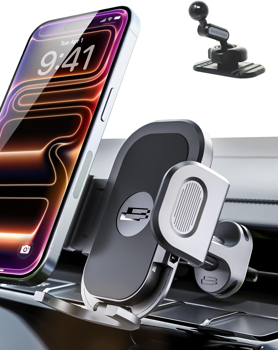 Bracketron TripGrip 2-in-1 Car Phone Holder for Dash & Vent, 360° Rotation