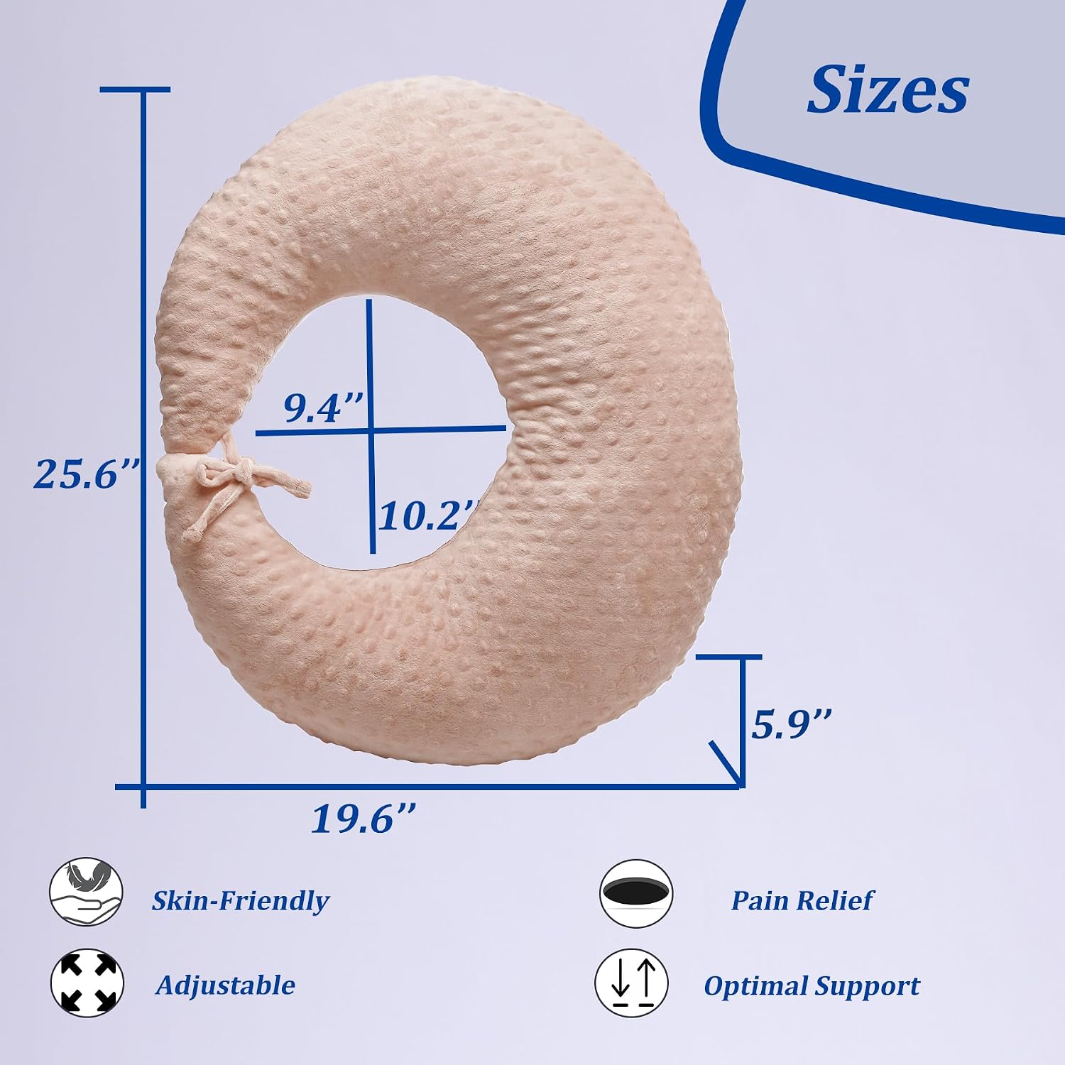 bbl pillow after surgery for butt sleeping, brazilian butt lift pillow post surgery recovery for sitting sleeping driving donut pillow for woman lumbar back cushion seat foam (beige pink)