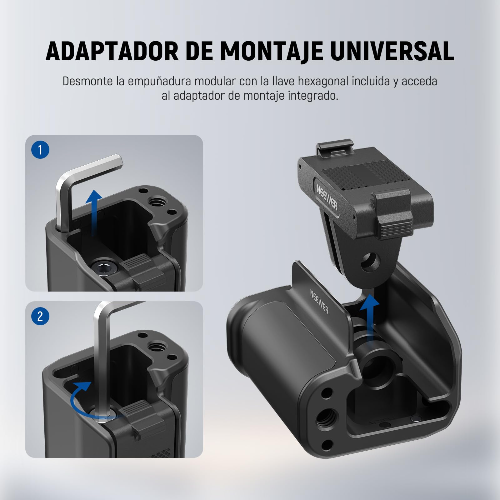 NEEWER Kit de accesorios de jaula y mango lateral compatible con cámara DJI Osmo Action 5 Pro / 4/3, soporte magnético de metal protector para video, barra extensora de obturador de zapata fría, negro