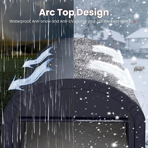 Miniatura 5 de KING BIRD Tienda de campaña de 10 x 15 pies, resistente, estilo redondo, antinieve, para cochera, al aire libre, con barras de tierra reforzadas