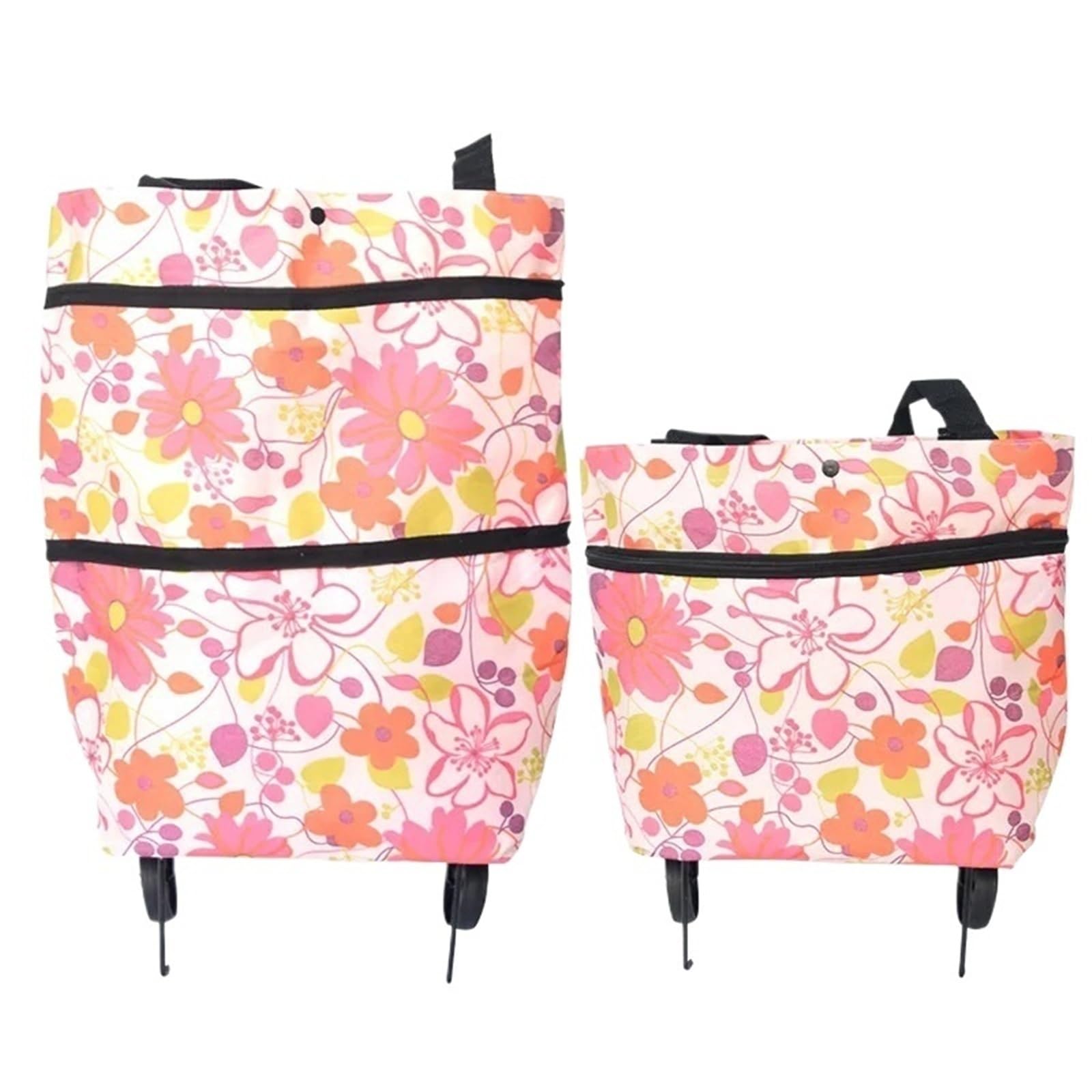 Foldable Shopping Bag with Wheels 1pc Shopper Bag Folding Shopping Cart Wheels Oxford Cloth Trolley Handcart Household Supermarket(Color03)