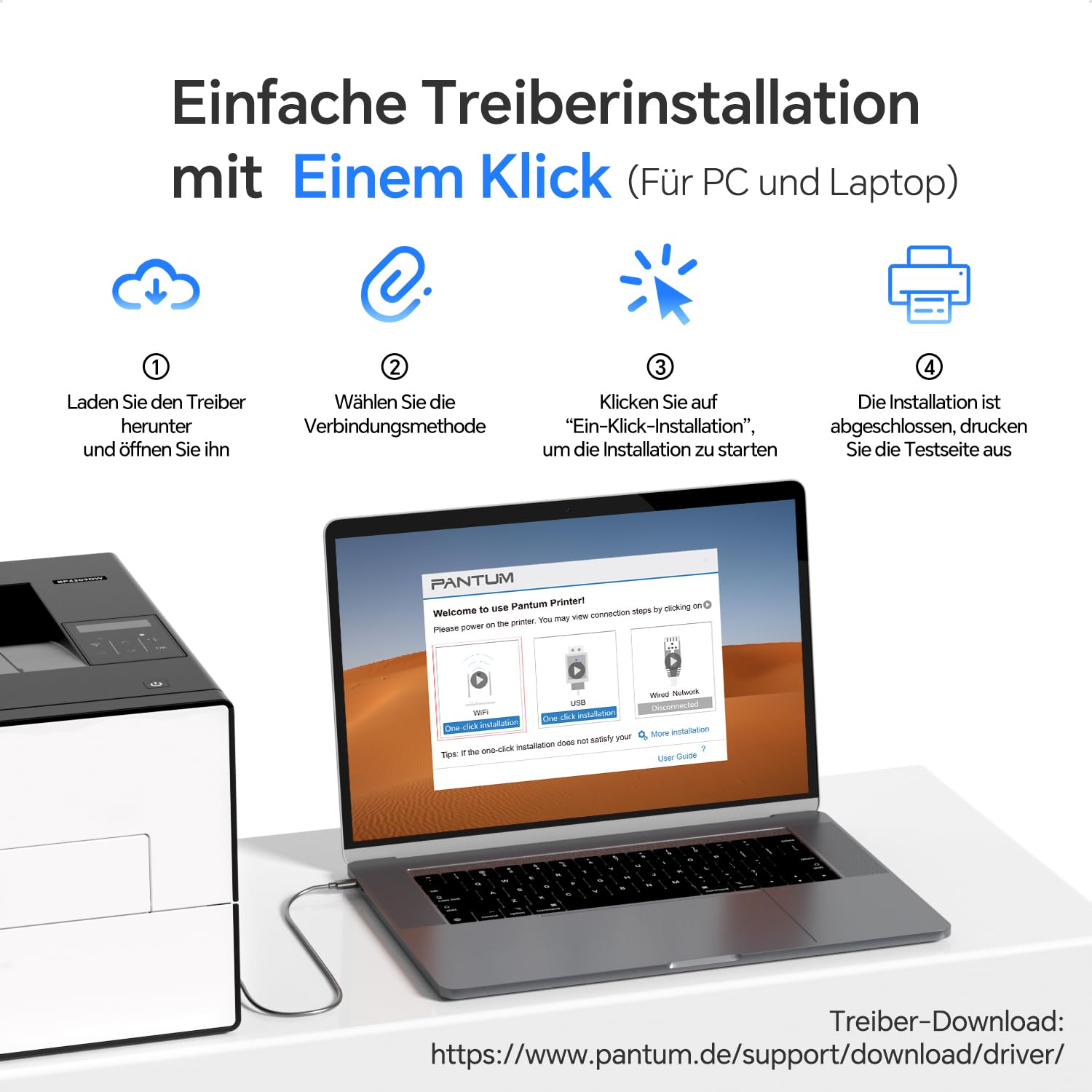 PANTUM BP4209DW Laserdrucker Schwarz Weiss mit Automatischer Duplexdruck, Drucker WLAN/USB/Ethernet, A4, 30 ppm, Inklusive 1000-Seiten-Starter-Tonerkassette