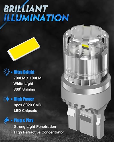 Miniatura 3 de NOVSIGHT Luces traseras 2023 3156 3157, 300% blanco extremadamente brillante 3047 3057, bombillas LED 3056 3356 4156 para luces de estacionamiento,