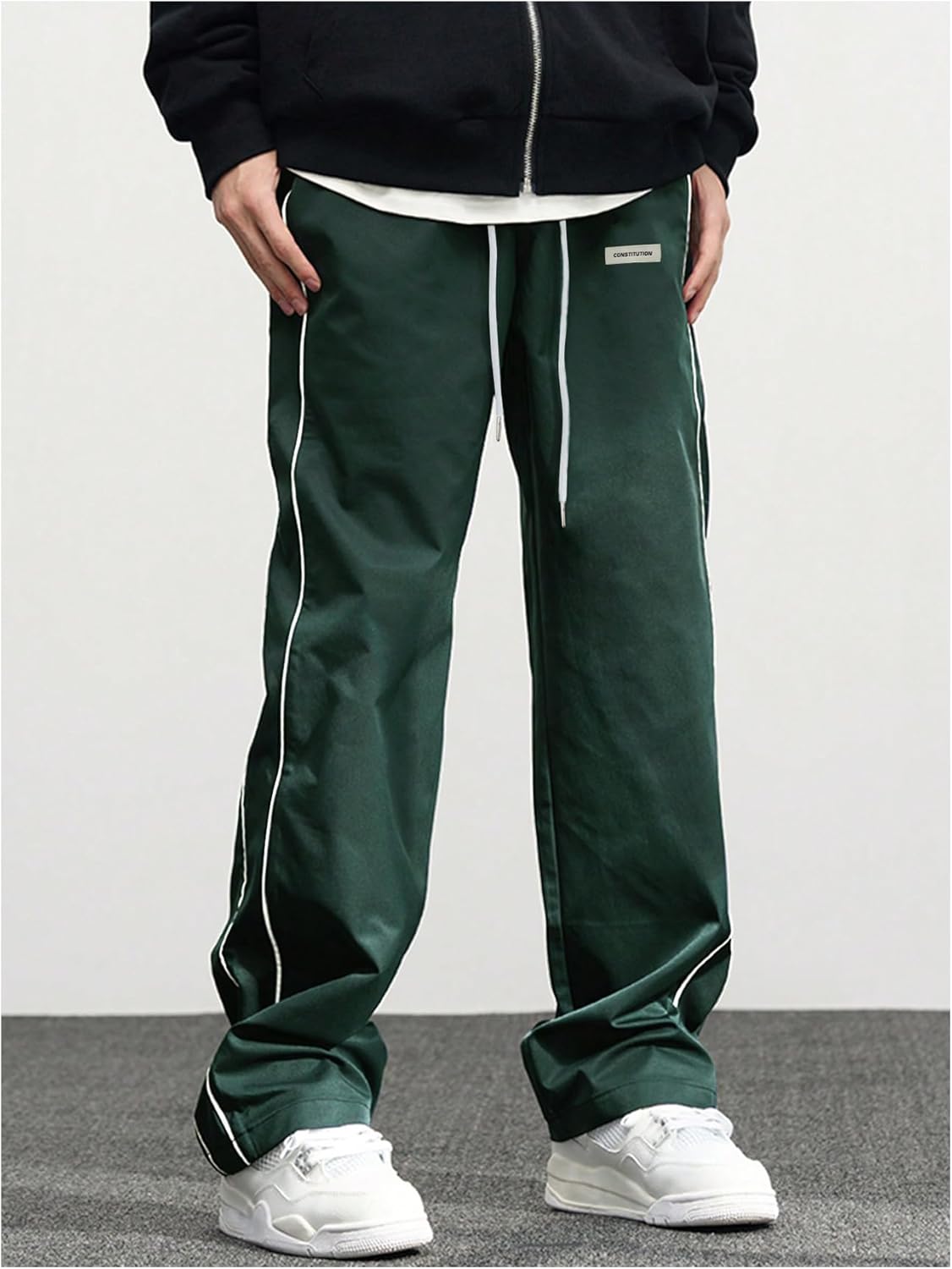 Verdusa Men's Track Pants Straight Leg Acitve Streetwear Elastic Waist Parachute Pants with Pockets - Image 3
