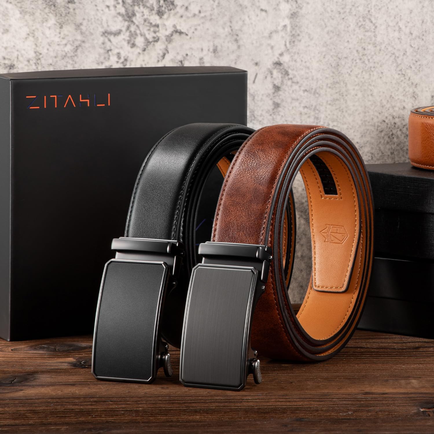 Zitahli Mens belt 2 Pack - Men Leather Belt Design for Work Business and Casual Golf Jeans-Men's Accessories Gifts for Men - Image 6