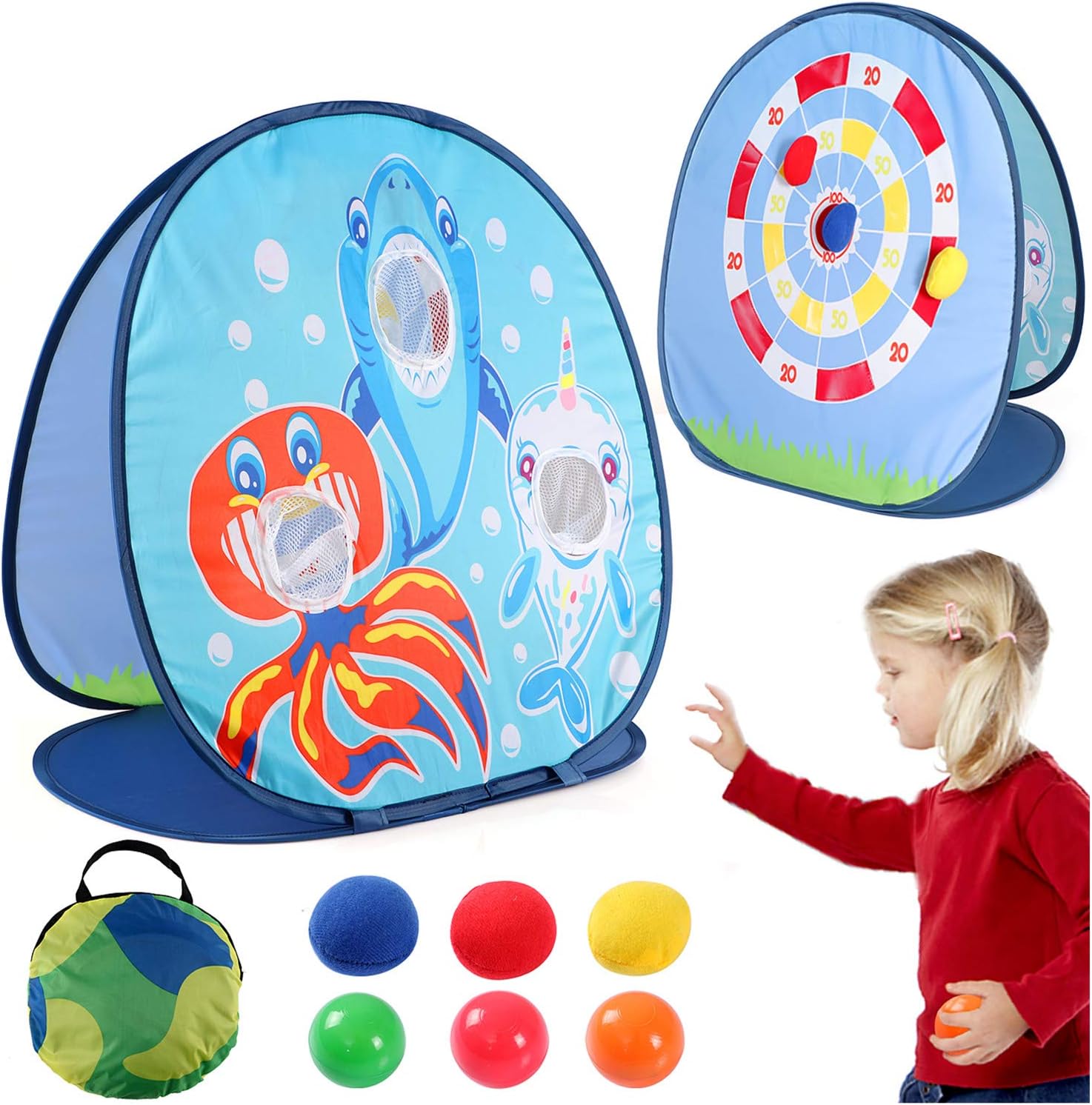 vamei Bean Bag Toss Game Indoor Outdoor Throwing Game for Kids Party Supplies Kids Dart Board Carnival Party Game Children Play Bean Bags Indoor Garden Outdoor Toys for Toddlers Age 3 4 5 6 7 8 9