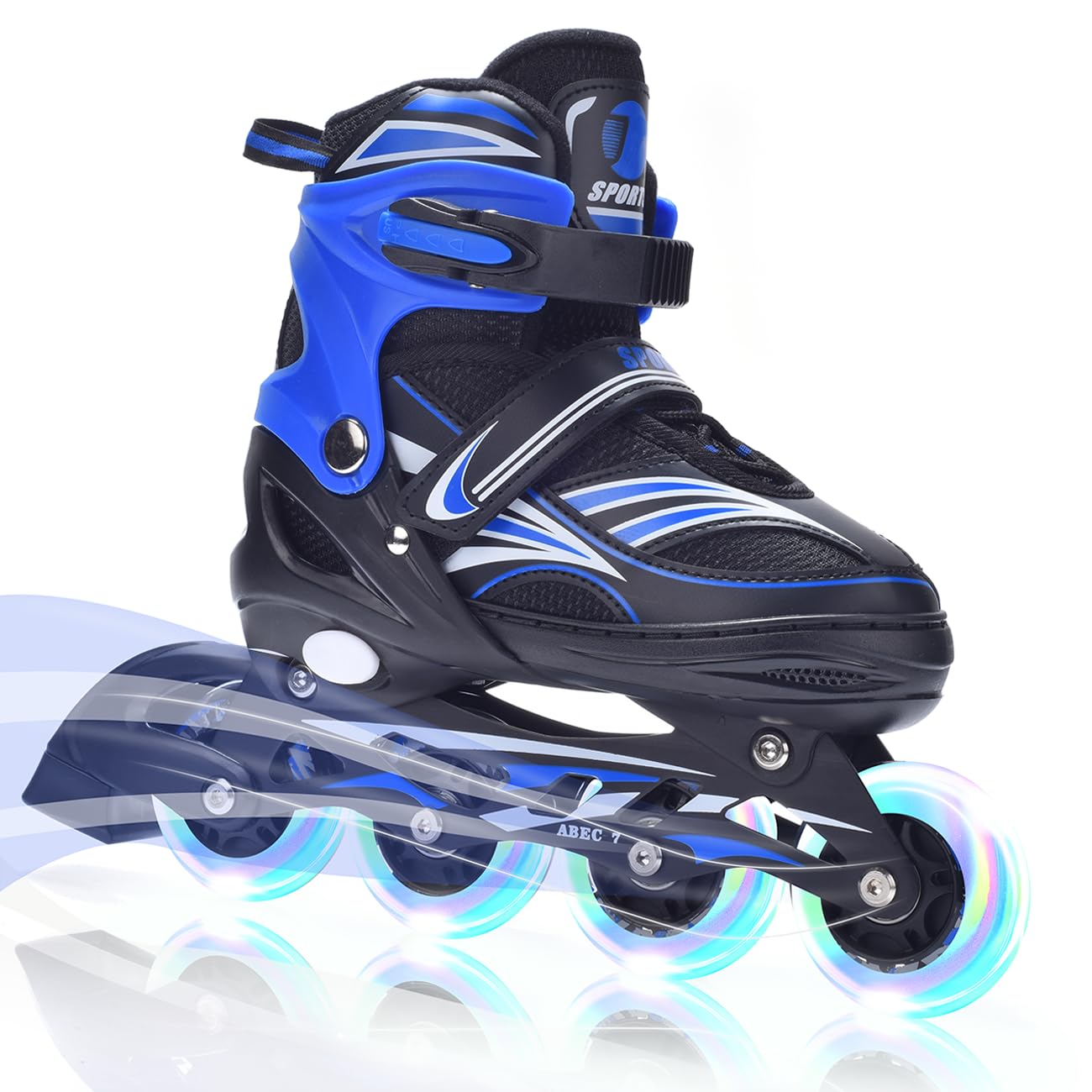 ERNAN Rollers en Ligne,Patins à roulettes en Ligne Réglables pour Enfants Filles Garçons Débutants,Patins à roulettes en Ligne avec Roues LED Idéales pour Les Garçons Filles Homme Femme