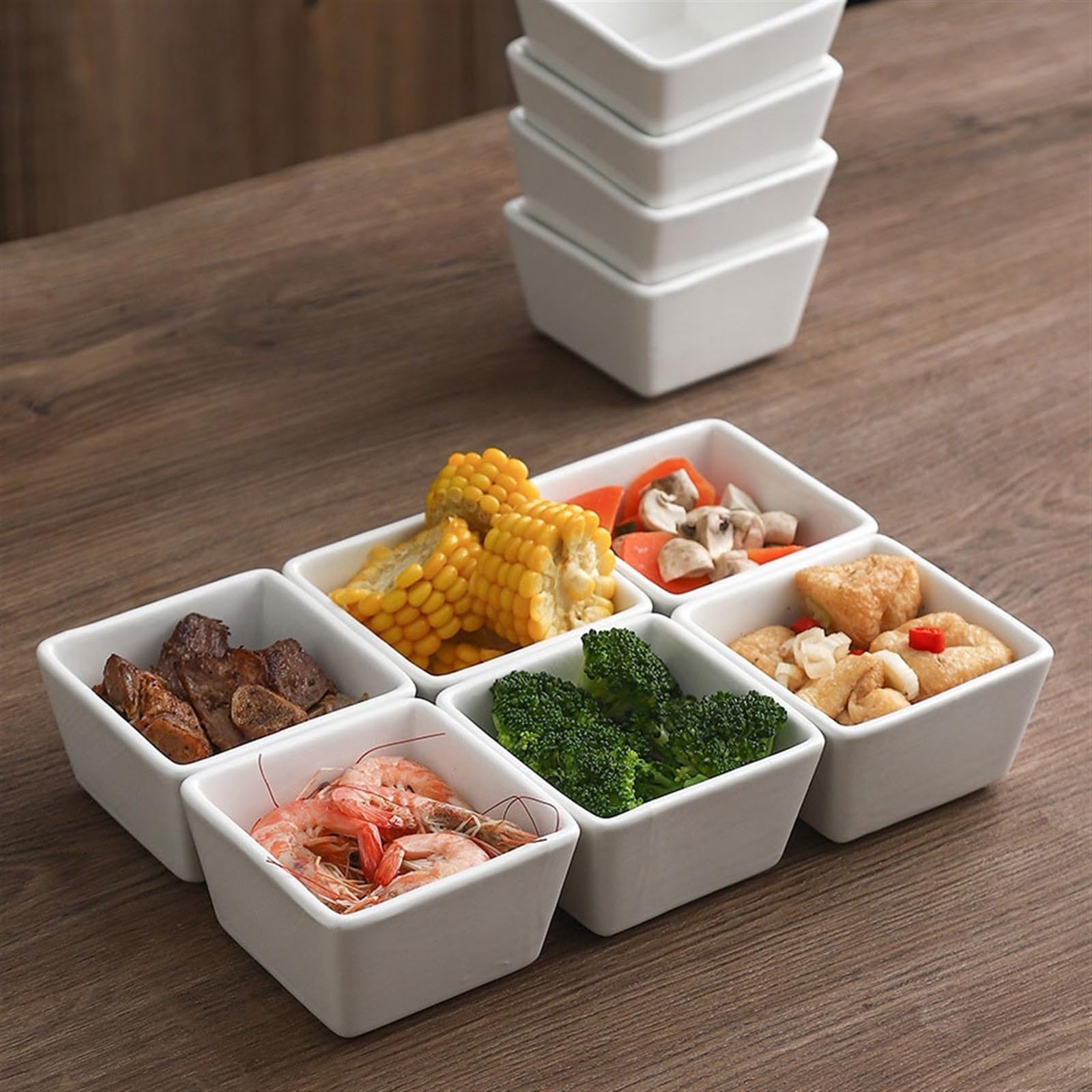 Cuencos de inmersión Cuenco cuadrado pequeño de cerámica for aperitivos y postres, plato for aperitivos, olla caliente for restaurante, cuenco for salsa Simple Plato de Postre(Size:8-piece)