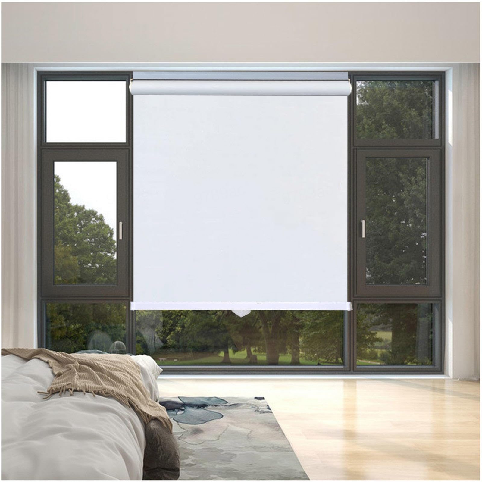 99% Blackout Roller Shades, Sunshade Roller Blinds No Drilling, Thermal Window Roller Shades, Temporary Privacy Blinds, Blackout Curtains 32–150cm Wide,white-145x150cm/57 * 59in