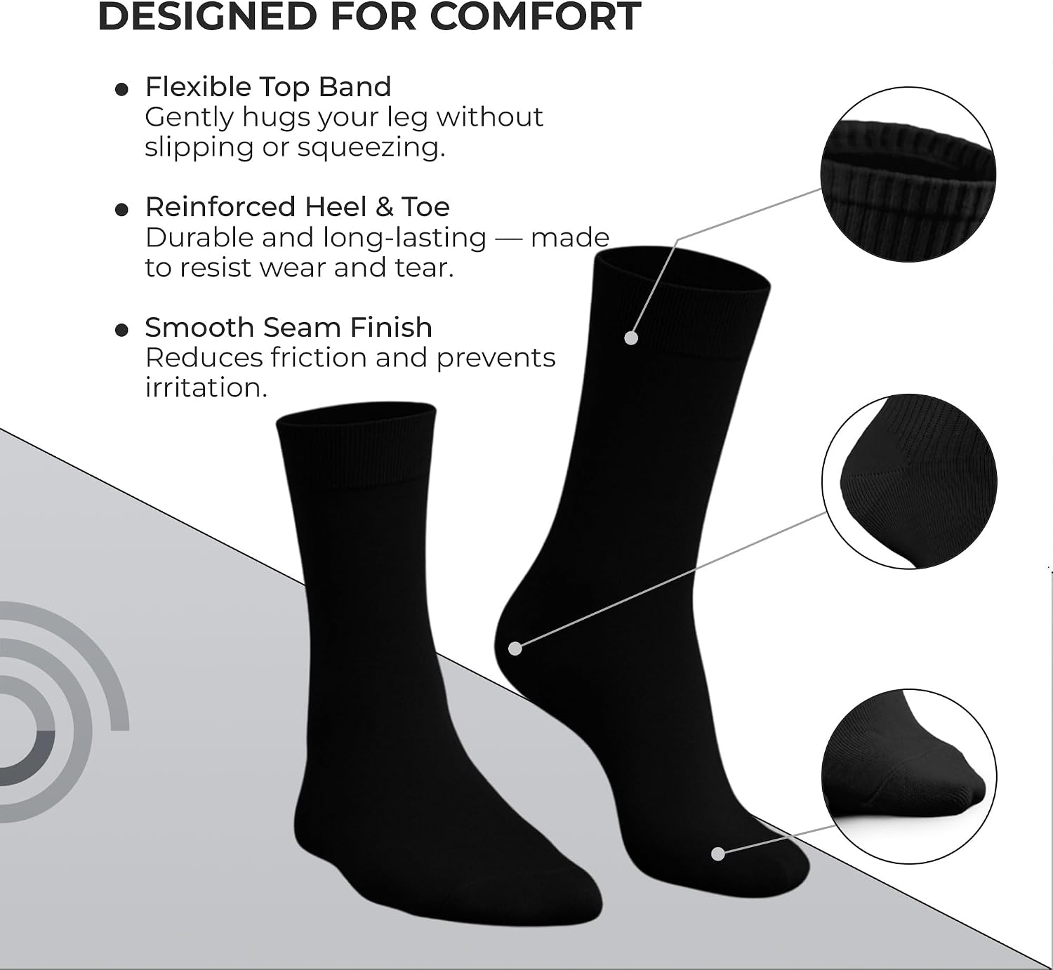Men’s Long Silk Sock Liners | So Skin-Friendly Silk Socks | Evening Wear | Comfortable & Breathable | Sock Liners for Men | Perfect for Layering | Wash Bag Included | Sizes 7-12