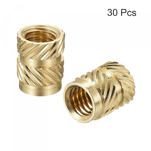 Miniatura 148 de uxcell Tuercas de inserción moleteadas, 120 piezas M2 x 0.118 in L x 0.138 in OD impresión 3D tuercas de latón roscadas hembra insertos de latón