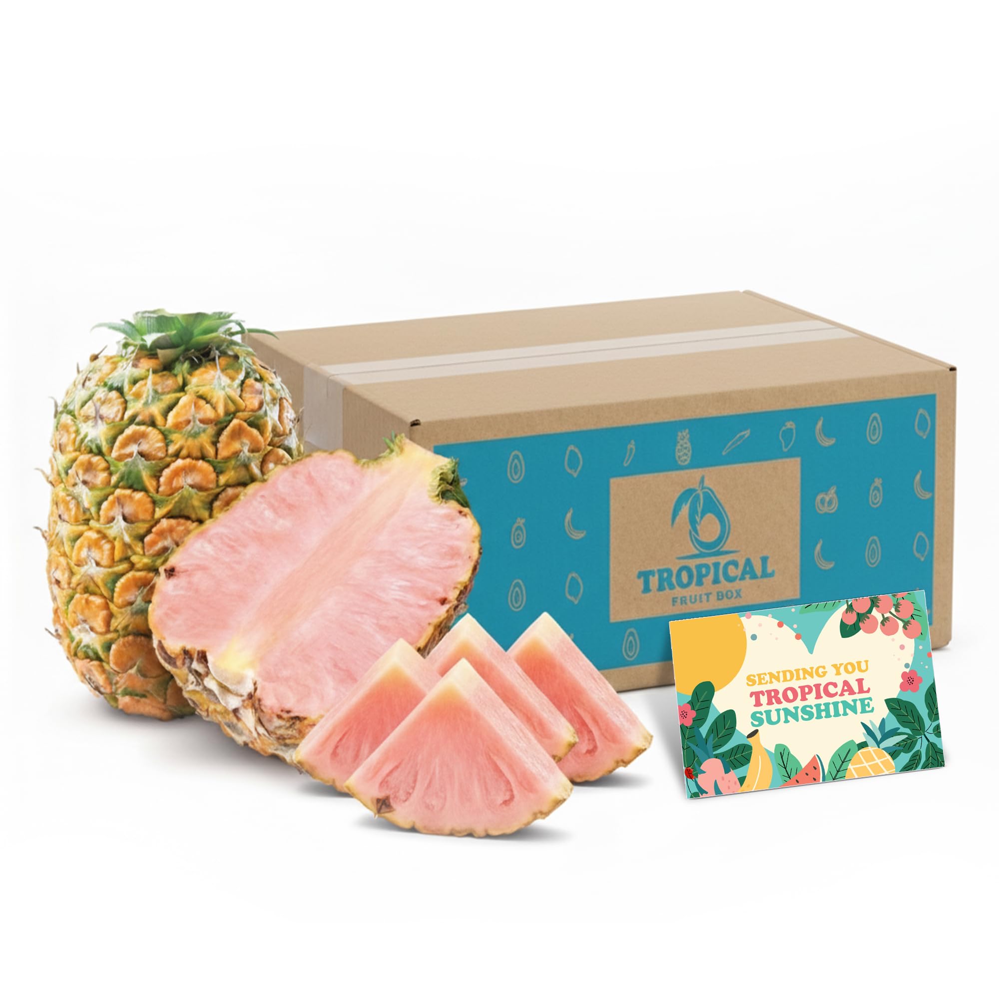 Tropical Fruit Box Pinkglow Pineapple – Pink Gourmet Pineapple with Tropical Sweetness – Rich in Lycopene & Vitamin C – Hand-Picked in Costa Rica – Premium Fresh Fruit Gift Box (Sending You Sunshine Card)