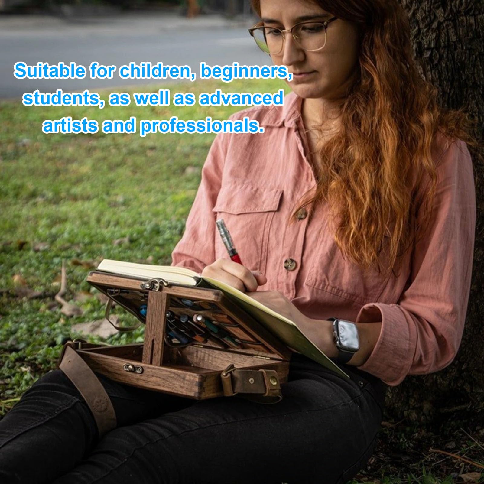 Asixxsix Sztaluga artystyczna do malowania, konstrukcja drewniana, przenośna, stołowa, szkicowa, z gumowymi nóżkami, sztaluga malarska dla studentów, artystów, początkujących