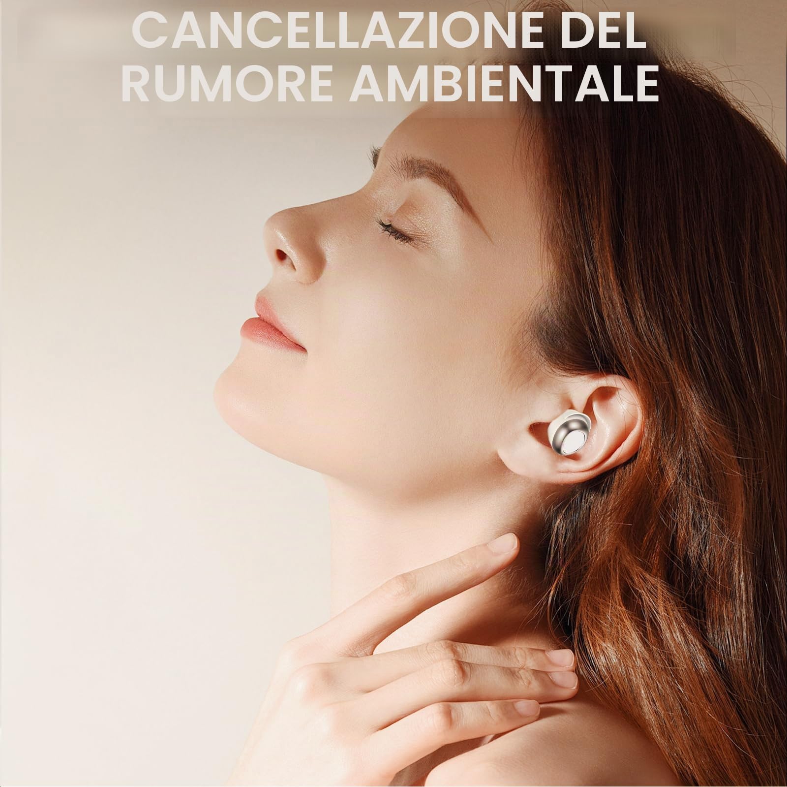 Doubc Mini cuffie per dormire, Bluetooth 5.4, in-ear, senza fili, con 25 ore di autonomia, morbide, suono delicato, comode da indossare, senza sensazione di pressione, beige