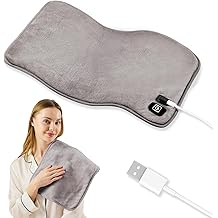 USB Heating Pad, Portable Heating Pad for Travel, 18"x 14" Small 5V Electric Heating Pad, Washable, 3 Heat Settings, Auto Shut Off, Heat Therapy for Period Cramps Back Pain Relief, Grey