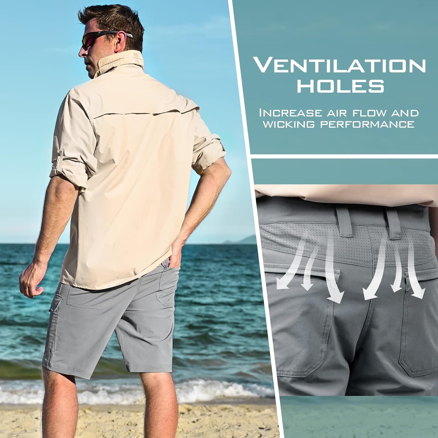 KastKing Rekon Men's Fishing Cargo Shorts, Quick Dry Casual Hiking Shorts for Men, Travel Golf Camping Tactical - Image 5