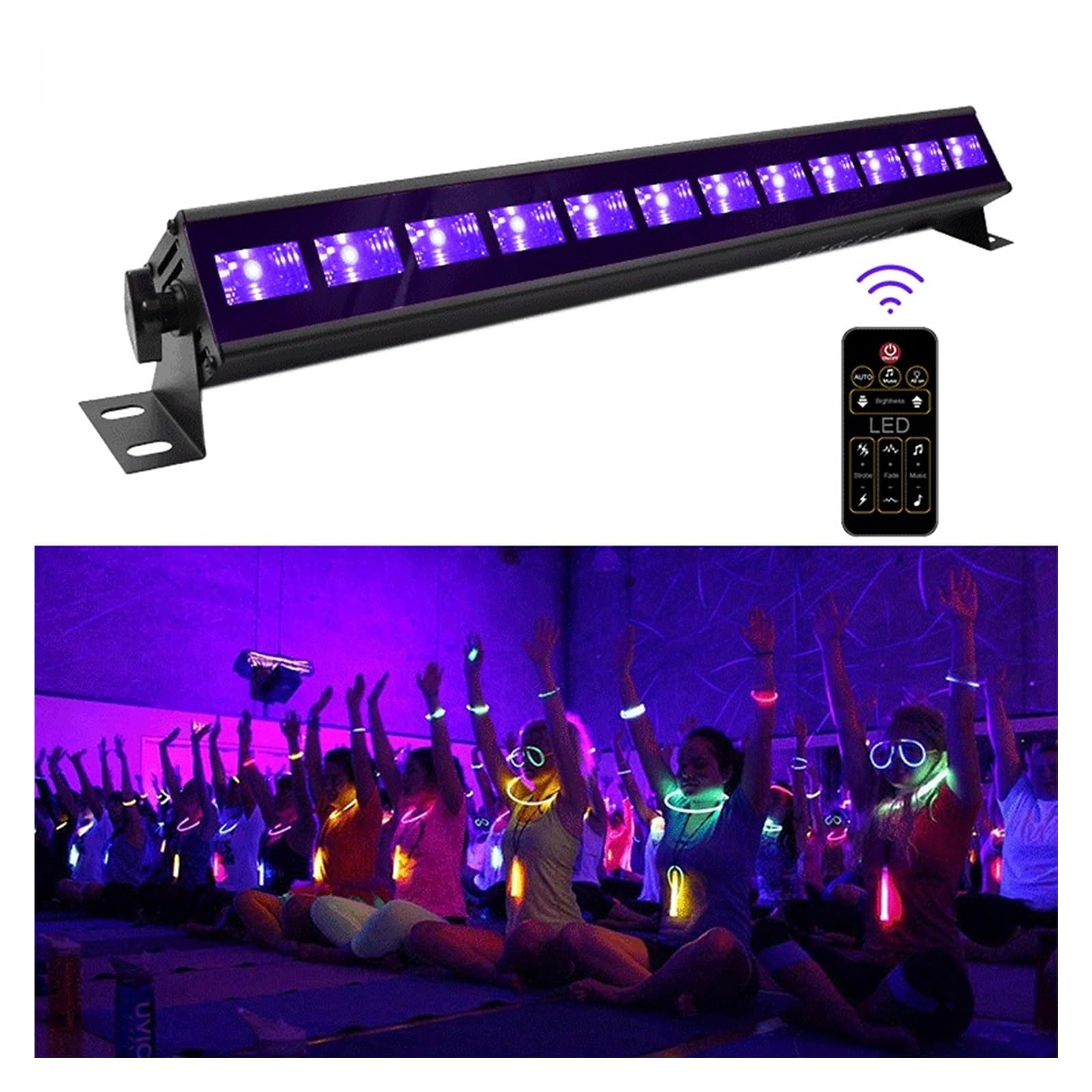 Disco Licht, LED-UV-Schwarzlicht, klangaktiviert, im Dunkeln leuchtende Party mit Fernbedienung, DJ-Disco-Stroboskop, Bühnen-Schwarzlicht for Bar-Party, Geburtstag für Party, Bar, Club, Hochzeit, Hall