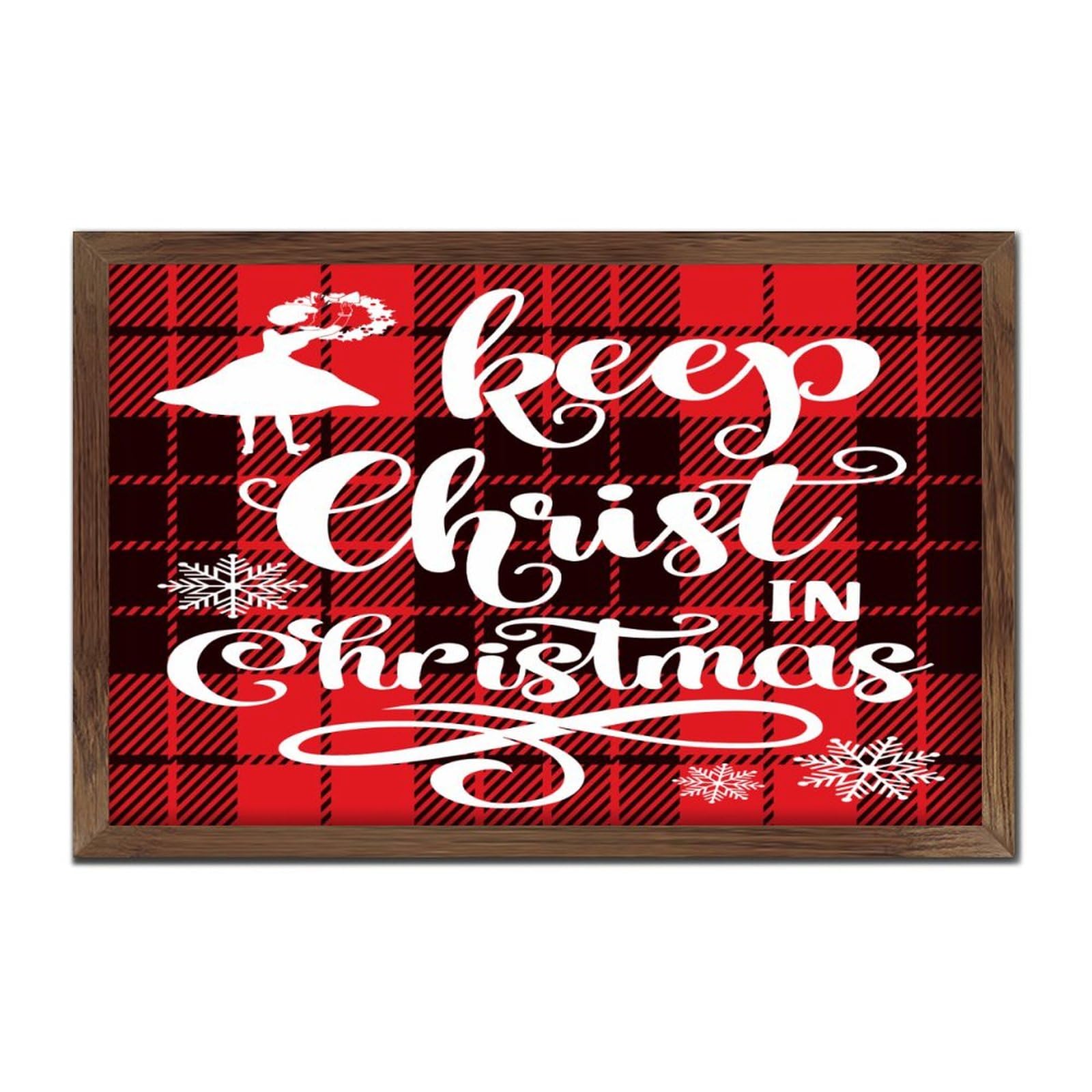 Plaque murale chrétienne Keep Christ in Christmas en bois pour décorer le salon en période de fêtes