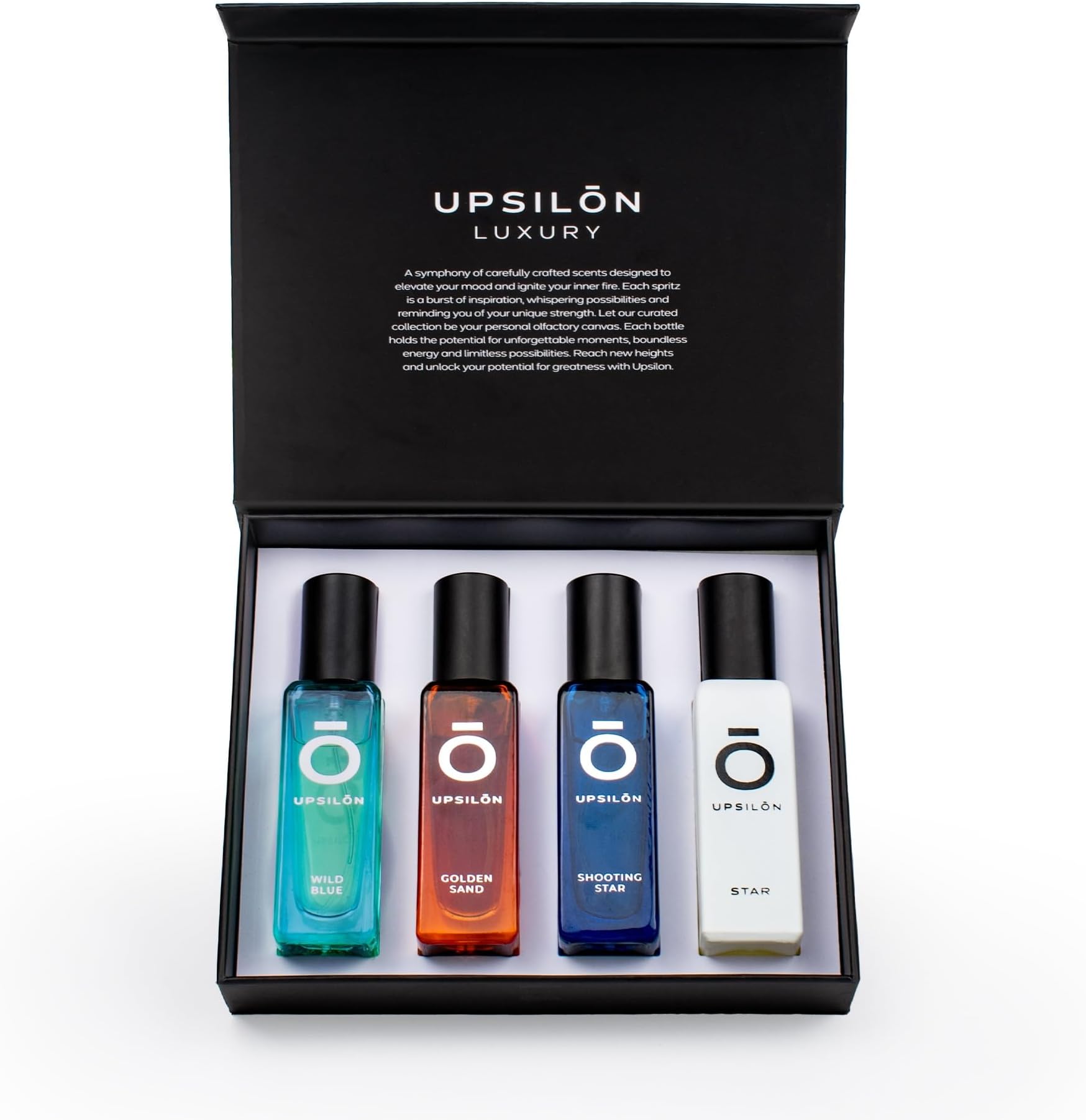 - Luxury Man Perfume Gift Set 4 x 20 ml for Men with Shooting Star, Wild Blue, Golden Sand and Star Perfume | Long Lasting EDP Fragrance Scent